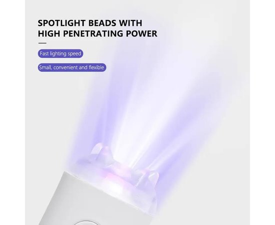 Изображение 5 Лампа-фонарик Led 10 для сушки ногтей (гелевых типс, верхних форм, декора) на аккумуляторе 180mAh, 3 Вт. Розовый
