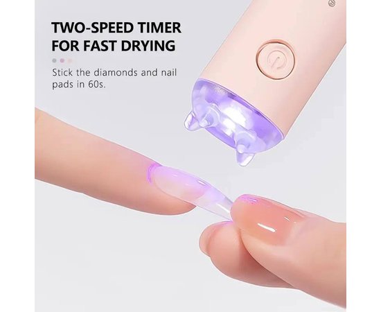Изображение 3 Лампа-фонарик Led 10 для сушки ногтей (гелевых типс, верхних форм, декора) на аккумуляторе 180mAh, 3 Вт. Розовый