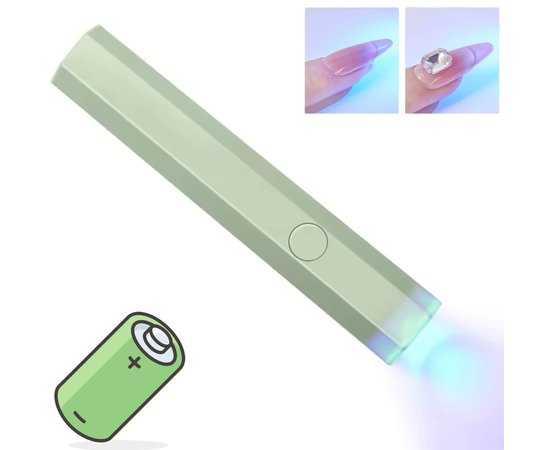 Изображение  Lamp (flashlight) for drying nails (gel tips, top forms, decor) - battery 180mAh and USB, 3 W. Green