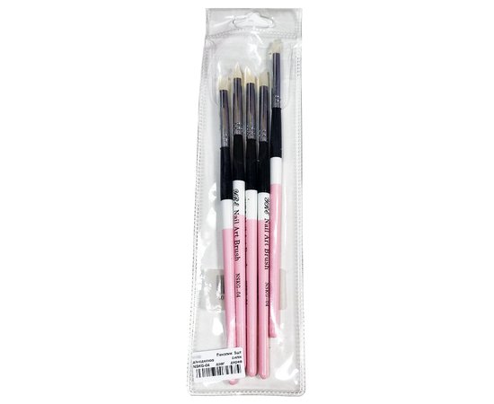 Изображение  YRE NSKG-04 silicone brush set for nail modeling black-white-pink, 5 pcs