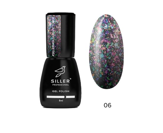 Изображение  Toп с голографическим эффектом Siller Shine Holografic Top No Wipe №06, 8 мл, Объем (мл, г): 8, Цвет: 06