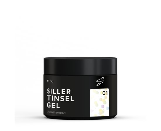 Изображение  Гель с блестками для ногтей Siller Tinsel Gel №01, 15 мл, Объем (мл, г): 15, Цвет: 01