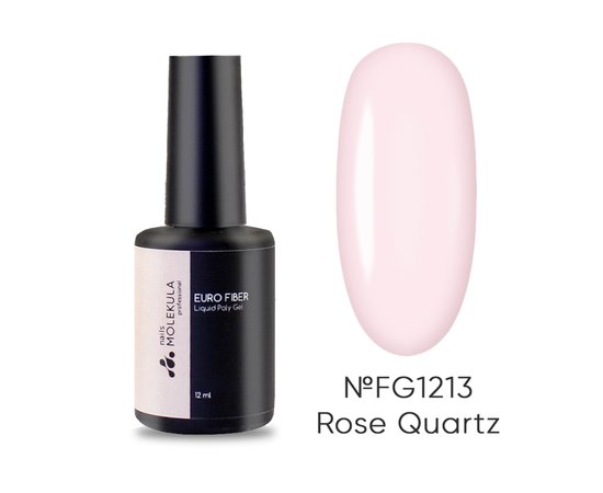 Изображение  Жидкий полигель Nails Molekula Euro Fiber Gel Rose Quartz Розовый кварц, 12 мл, Объем (мл, г): 12, Цвет: FG1213