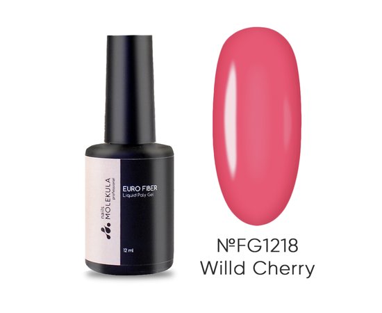 Изображение  Жидкий полигель Nails Molekula Euro Fiber Gel Willd Cherry Дикая вишня, 12 мл, Объем (мл, г): 12, Цвет: FG1218