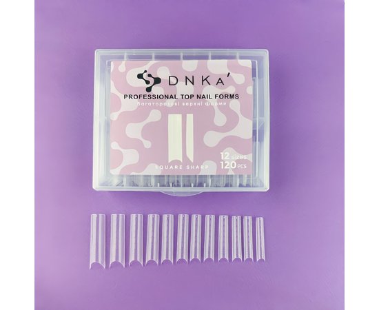 Изображение  Верхние формы для наращивания ногтей DNKa Top Nail Forms Square Sharp Острый квадрат, 120 шт