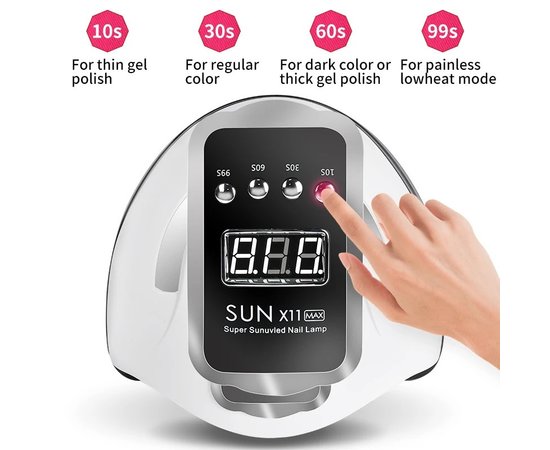 Изображение  SUN X11 MAX 280 W. - lamp for manicure and pedicure (with timer, display and removable bottom)