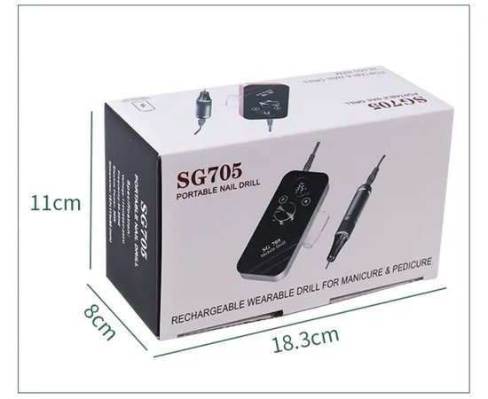 Зображення 9 Фрезер на акумуляторі SG705 бездротовий для манікюру та педикюру - 35 000 об./хв., 36 Вт. Рожевий