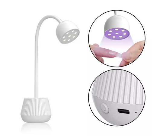 Зображення 6 UV/LED лампа для сушіння нігтів, гелевих типів Lotus YXWOO5 (На акумуляторі 1500 mAh і з USB), 24 Вт. Білий