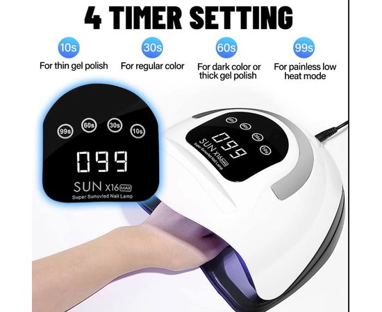 Изображение 5 Универсальная лампа UV/LED Sun X16 Max для сушки гель-лака с подставкой для телефона, 320 Вт.