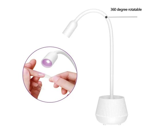Зображення 2 UV/LED лампа YXW006 для сушіння нігтів (гелевих типс, верхніх форм) - на акумуляторі та з USB, 6 Вт. Білий