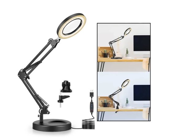 Изображение  Table lamp-magnifier (x5) FS-056-1 for 12 W. 2 in 1 - on a stand and a clamp