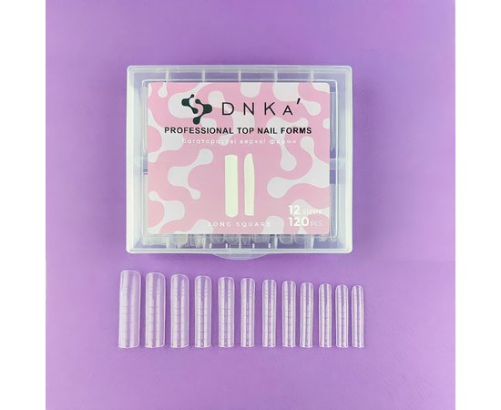 Изображение  Верхние формы для наращивания ногтей DNKa Top Nail Forms Long Square Длинный квадрат, 120 шт