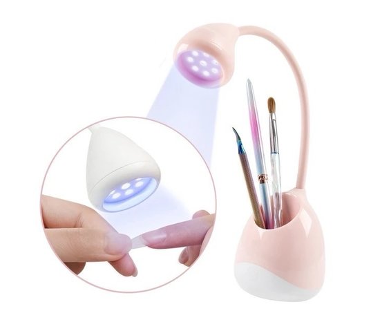 Изображение 2 UV/LED лампа для сушки гель лака YC-05, 36 Вт. (с аккумулятором и на ЮСБ, работает от power bank) Розовый