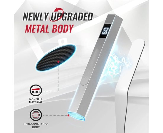 Изображение 9 UV/LED лампа Led 7 для сушки ногтей, верхних форм, декора - на аккумуляторе и магнитной подставке (серебро)