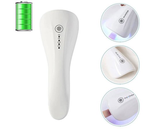 Изображение  Mini UV / LED lamp LSQ3 on battery and with USB cord for drying gel polish (gel tips, top forms), 5 W. White