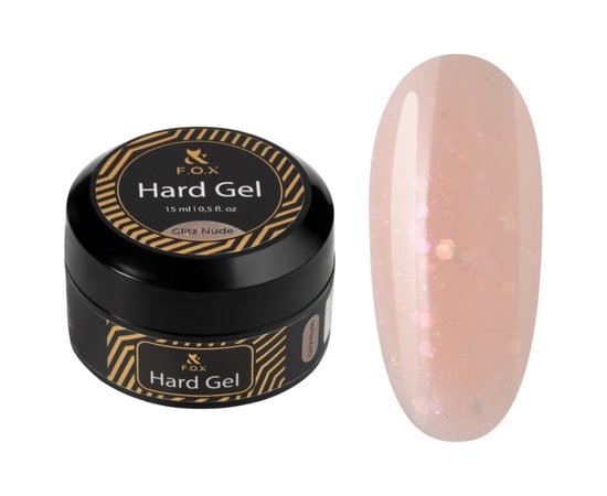 Зображення  Моделюючий гель для нігтів F.O.X Hard Gel Glitz Nude, 15 мл, Об'єм (мл, г): 15, Колір: Glitz Nude