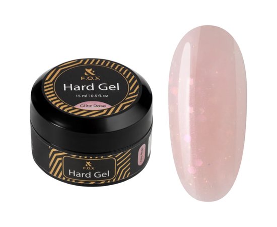 Зображення  Моделюючий гель для нігтів F.O.X Hard Gel Glitz Rose, 15 мл, Об'єм (мл, г): 15, Колір: Glitz Rose