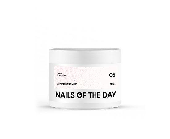 Зображення  База камуфлююча Nails of the Day Cover base New Formula Milk №05 молочний з рожевим шимером, 30 мл, Об'єм (мл, г): 30, Колір: milk 05