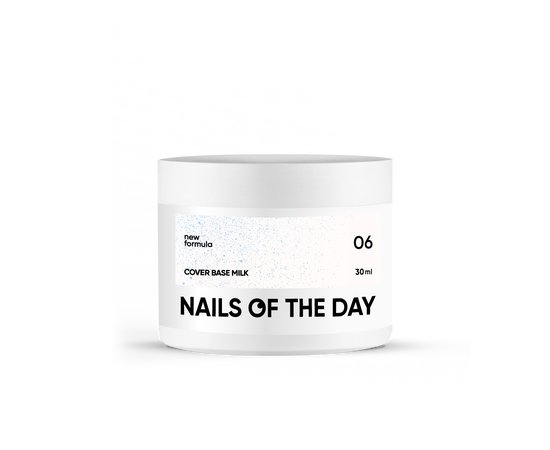 Зображення  База камуфлююча Nails of the Day Cover base New Formula Milk №06 молочний з блакитним шимером, 30 мл, Об'єм (мл, г): 30, Колір: milk 06