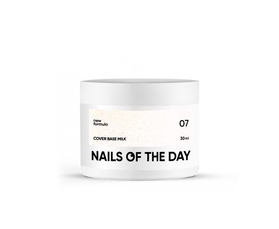 Зображення  База камуфлююча Nails of the Day Cover base New Formula Milk №07 молочний з золотим шимером, 30 мл, Об'єм (мл, г): 30, Колір: milk 07