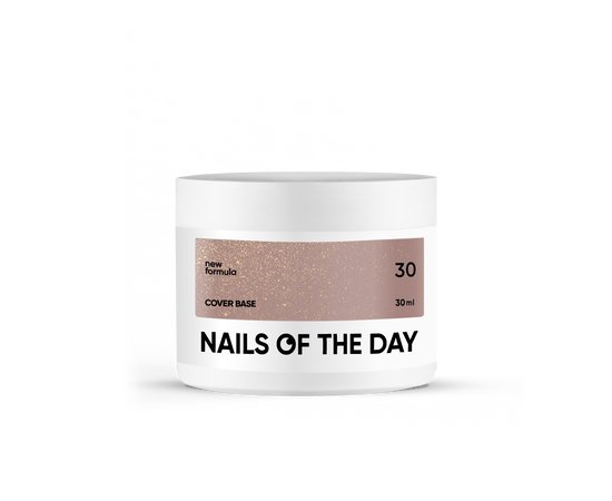 Зображення  База камуфлююча Nails of the Day Cover base New Formula №30 теплий нюд з шимером, 30 мл, Об'єм (мл, г): 30, Колір: 30