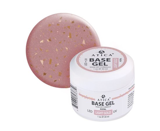 Изображение  Camouflage base with potal Atica Base Gel Light Gold, 30 ml, Volume (ml, g): 30, Color: Light Gold