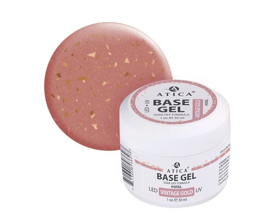 Изображение  Camouflage base with potal Atica Base Gel Vintage Gold, 30 ml, Volume (ml, g): 30, Color: Vintage Gold