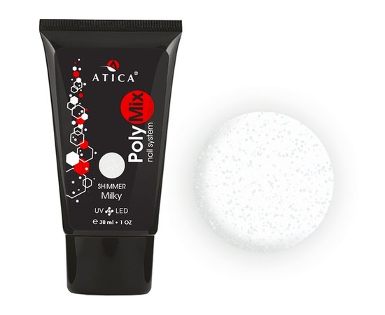 Зображення  Полігель з шиммером Atica Polymix Milky Shimmer, 30 мл, Об'єм (мл, г): 30, Колір: Milky