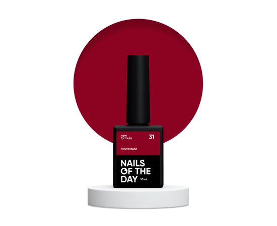 Зображення  База камуфлююча Nails of the Day Cover base New Formula №31 червоний з шимером, 10 мл, Об'єм (мл, г): 10, Колір: 31