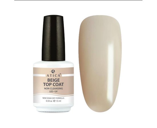 Зображення  Топ без липкого шару Atica Top Coat Non-Cleansing Beige, 15 мл