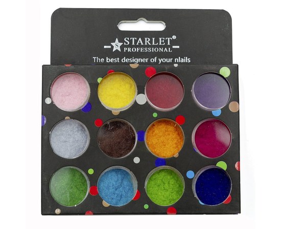 Зображення  Оксамит - кашемір для декору нігтів Starlet Professional 12 кольорів