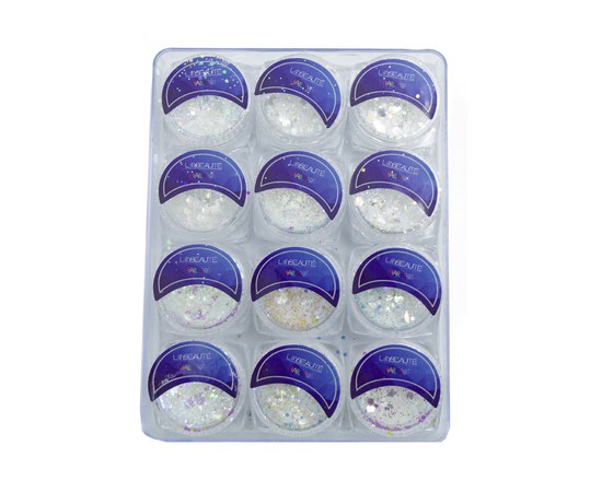 Изображение  Sequins - hexagons for nails Lilly Beaute package 12 pcs — White