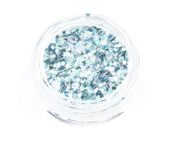 Изображение  Sequins - hexagons with shavings for decorating nails - Blue