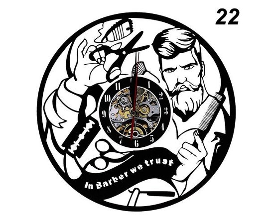 Изображение  Vinyl wall clock for barbershop Barber 22