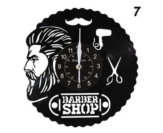 Изображение  Часы настенные виниловые для барбершопа Barber 7