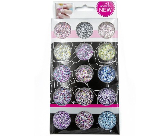 Изображение  Confetti - hexagons with shavings for decorating nails Beauty Sky 15 colors