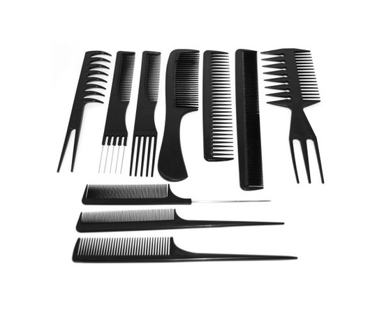 Зображення  Набір гребенів для волосся YRE ТН-110 (10шт) чорні