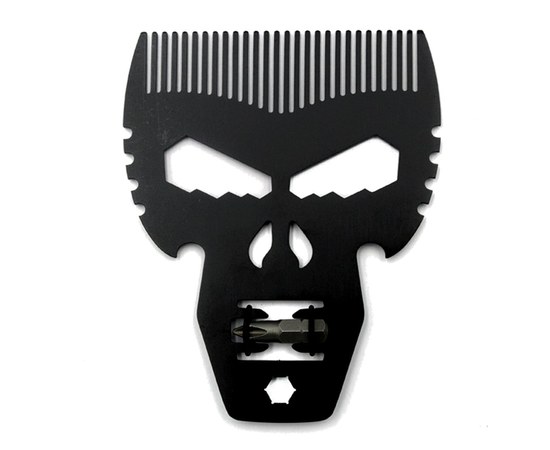 Зображення  Гребінець металевий череп з гайковим ключем Barber Shop Professional