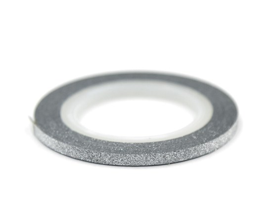 Зображення  Скотч - стрічка для декору нігтів, 3 мм — Срібло з блискітками