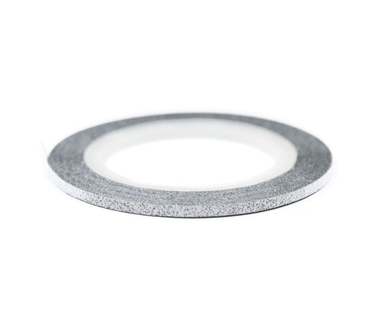 Зображення  Скотч - стрічка для декору нігтів, 2 мм — Срібло з блискітками