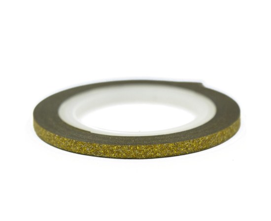 Изображение  Скотч - лента для декора ногтей, 3 мм — Золото с блестками