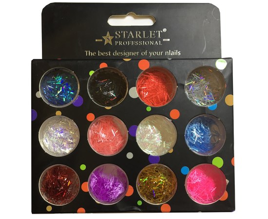Изображение  Nail shavings, holographic sparkles for manicure Starlet Professional, set of 12 pcs