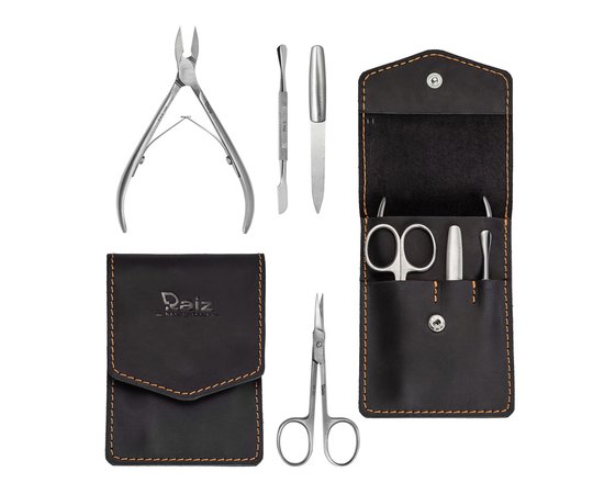 Изображение  Manicure set Raiz MN-02 4 items + leather case brown