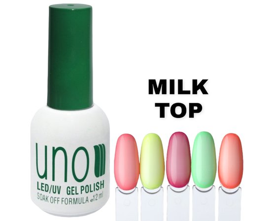 Изображение  Milk top UNO Milk Top for nail coating (without sticky layer), 12 ml.