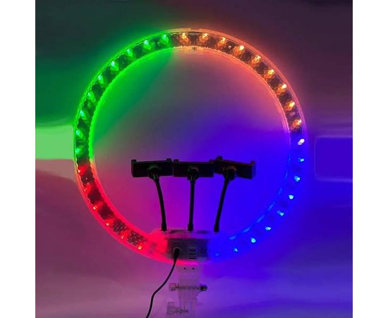 Изображение 8 Ring Selfie Lamp RGB Diamond Crystal 3D-45 cm. (Color) 36 W. with Tripod, 3 Holders and Remote Control