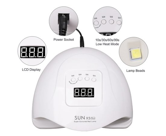 Изображение 7 Универсальная лампа UV/LED Sun X5 PLUS для сушки гель-лака, 150 Вт.