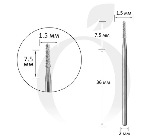 Изображение  Фреза твердосплавная Titan Steel Component Bit 12 цилиндр закругленный 1.5/7.5 мм