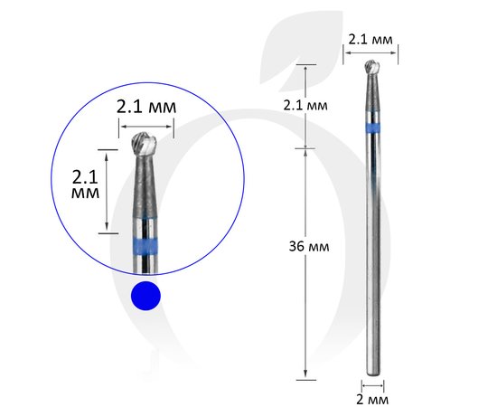 Зображення  Фреза твердосплавна Titan Steel Component Bit 01 крапля синя 2.1 мм