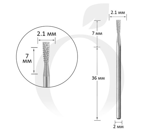 Изображение  Carbide cutter Titan Steel Component Bit 11 reverse cone 2.1/7 mm