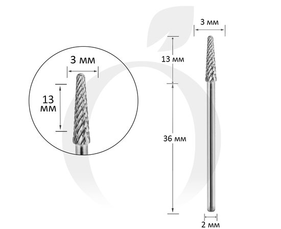 Изображение  Фреза твердосплавная Titan Steel Component Bit 21 конус 3/13 мм